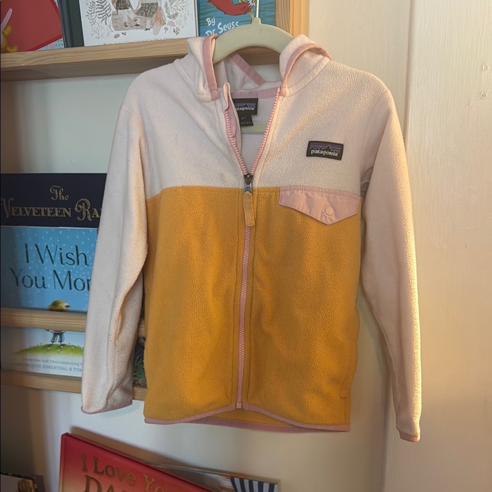 Patagonia Pink and Yellow Fleece Sweatshirt